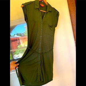 XS Olive Green Joe Shirt-Dress, stretchy T-shirt material. Too small these days.